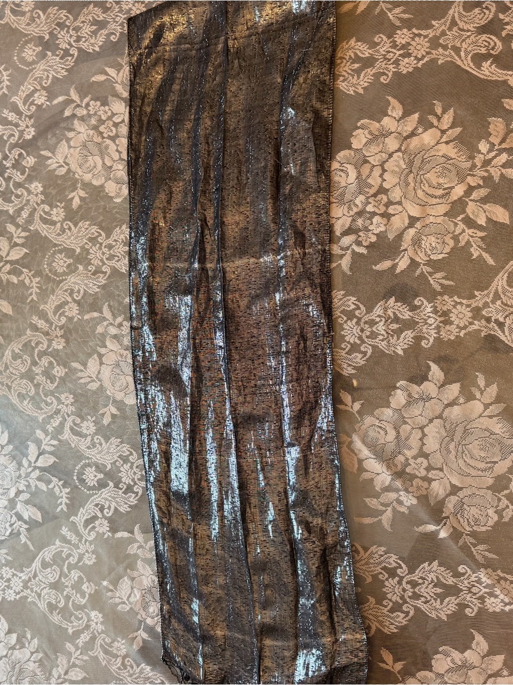 Vintage Metallic Gray Silver Scarf - Picture 2 of 8